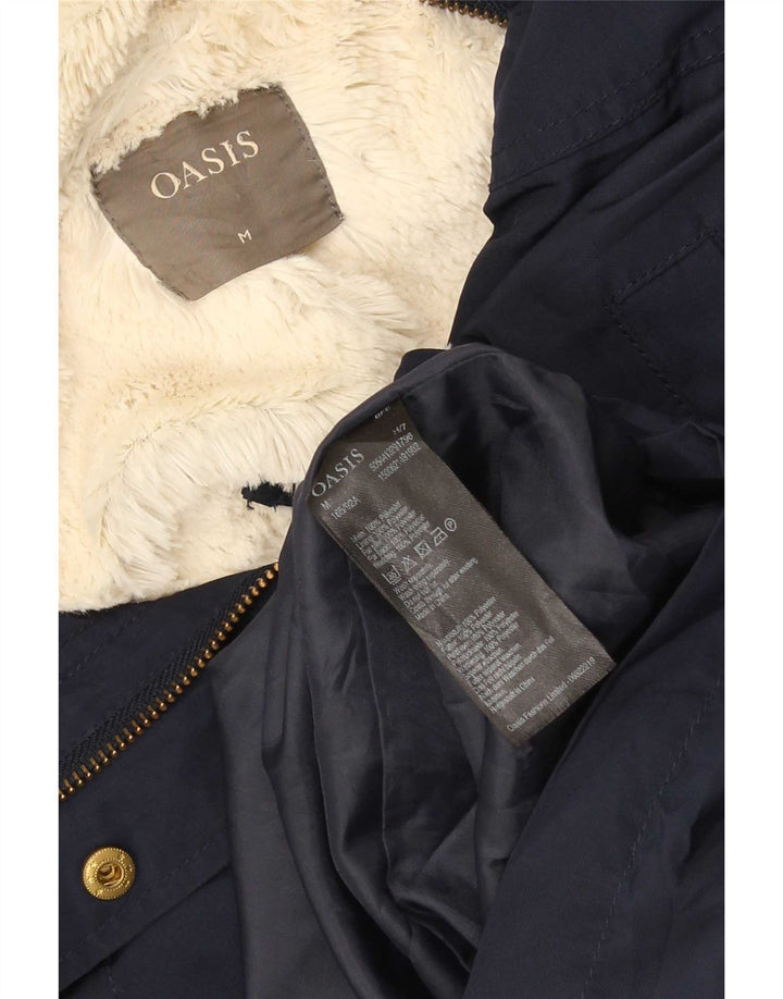 Giacca parka Sherpa da donna con cappuccio Oasis UK 14 poliestere medio blu navy