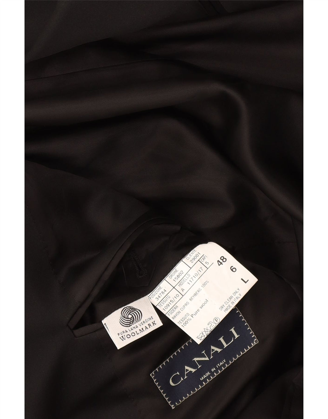 Giacca Blazer Canali da Uomo Lunga 1 Bottone IT 48 Media Nera in Lana Vergine