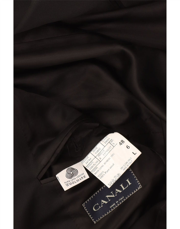 Giacca Blazer Canali da Uomo Lunga 1 Bottone IT 48 Media Nera in Lana Vergine