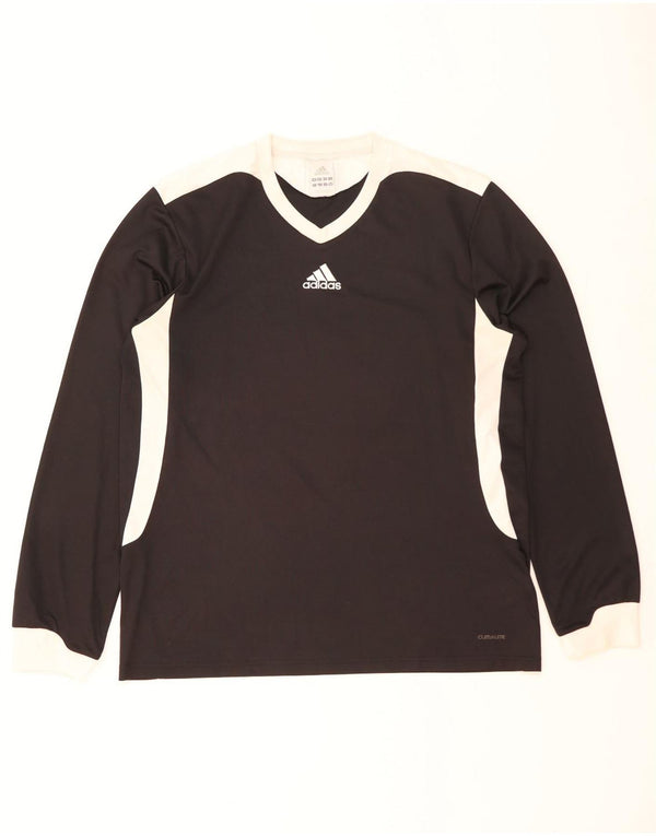 Adidas Uomo Climalite Top Manica Lunga Grande Nero Colourblock Poliestere