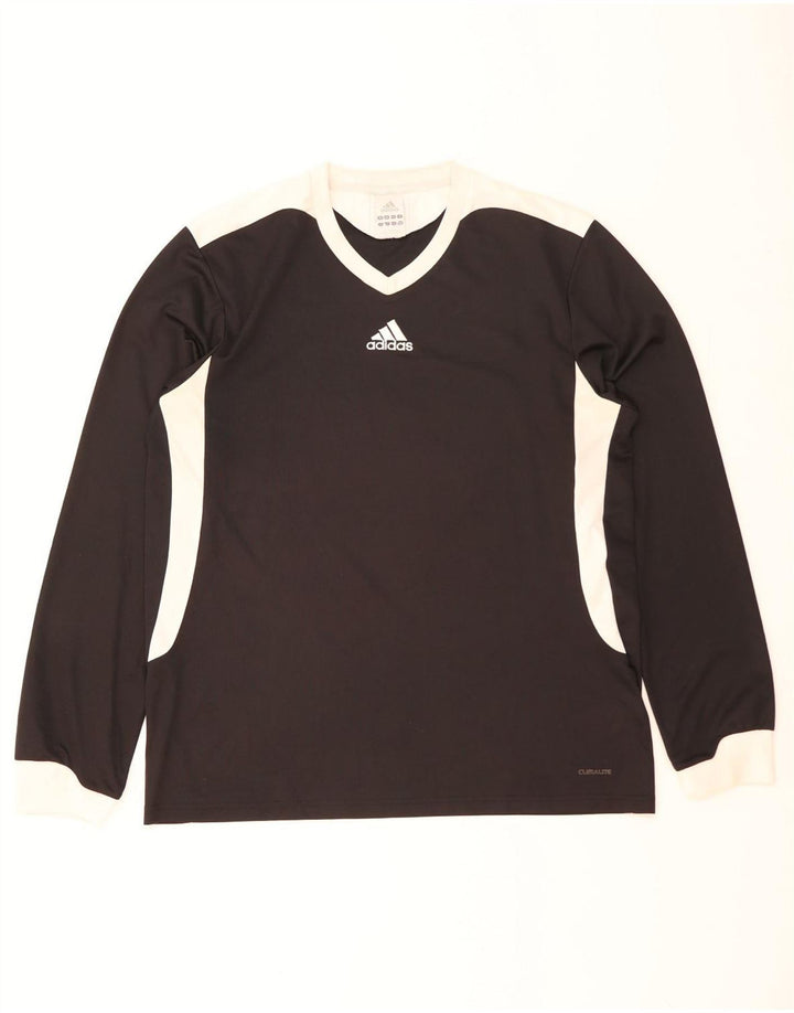 Adidas Uomo Climalite Top Manica Lunga Grande Nero Colourblock Poliestere