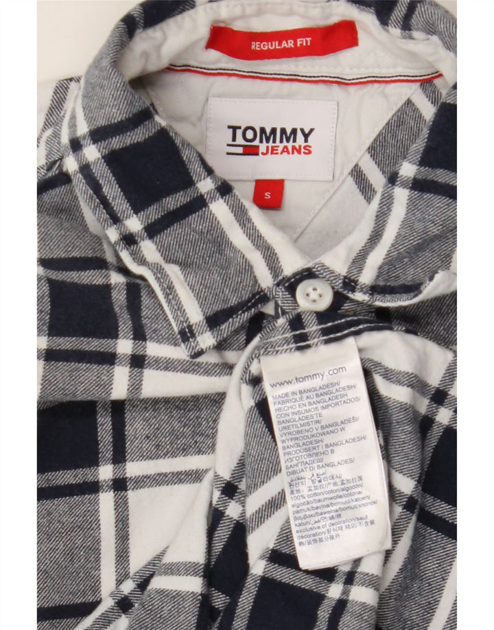 TOMMY HILFIGER Camicia da uomo in flanella vestibilità regolare piccola in cotone a quadri blu navy