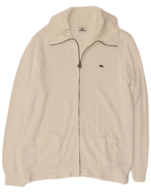 Maglione cardigan da donna LACOSTE taglia 46 XL cotone bianco