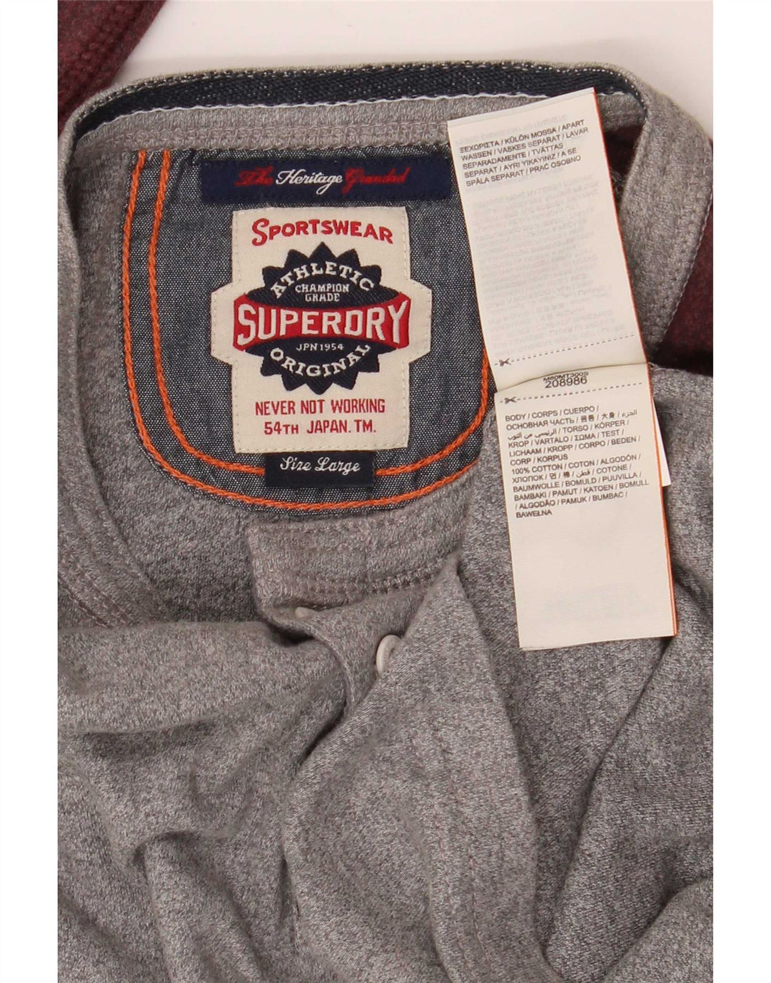 Superdry Maglia da uomo a maniche lunghe grande in cotone color block grigio