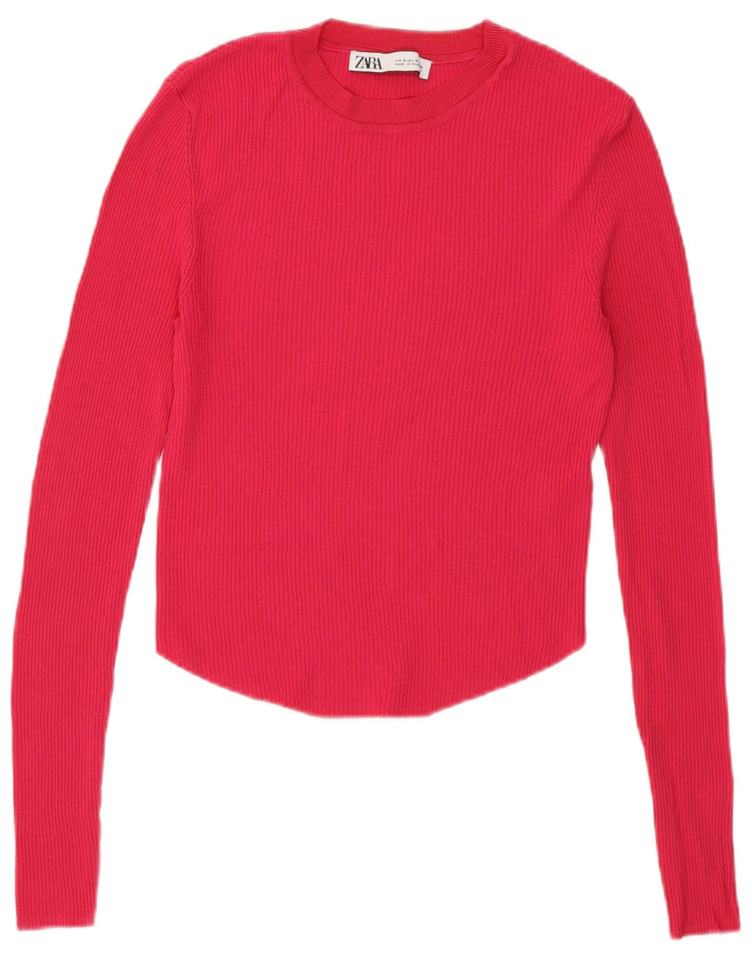 Top corto da donna Zara a maniche lunghe UK 8 Small rosa in viscosa