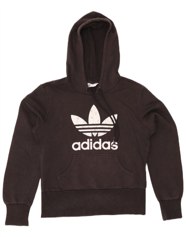 ADIDAS Womens Graphic Hoodie Jumper IT 44 Medium Black Cotton