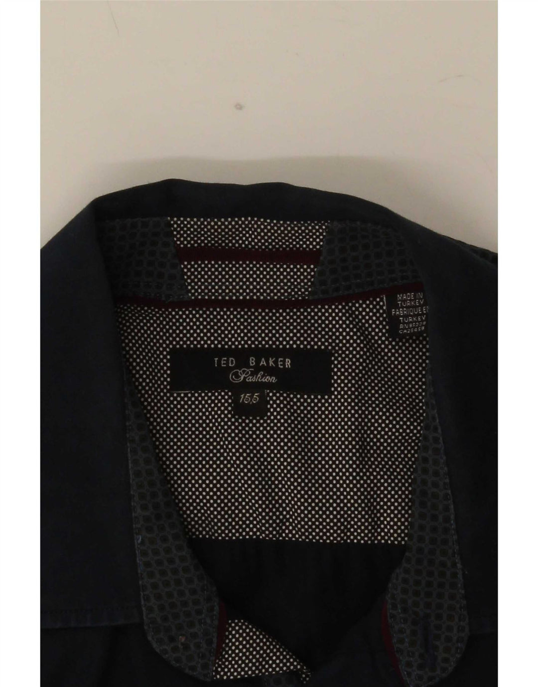 Camicia formale da uomo Ted Baker taglia 15,5 media blu navy maculato