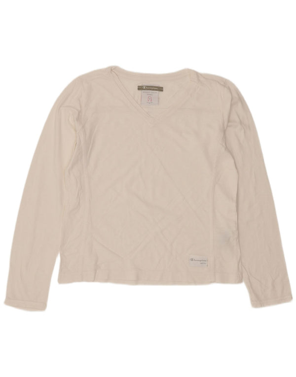 Maglia a maniche lunghe da donna Champion UK 10 piccola in cotone bianco sporco