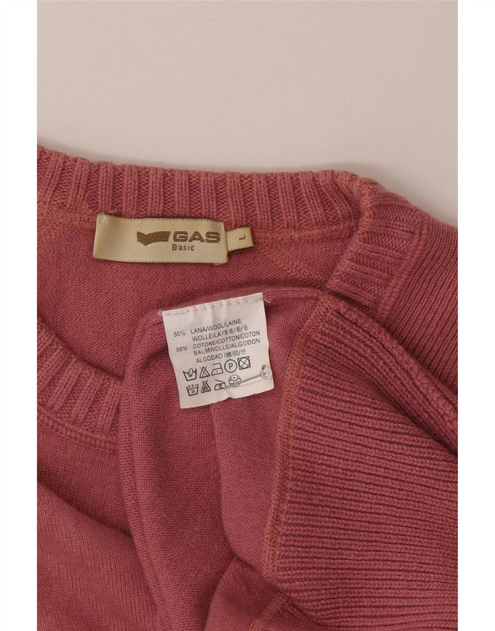 Maglione maglione girocollo da uomo Gas grande lana rosa