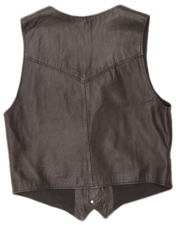 Gilet in pelle vintage da uomo medio nero