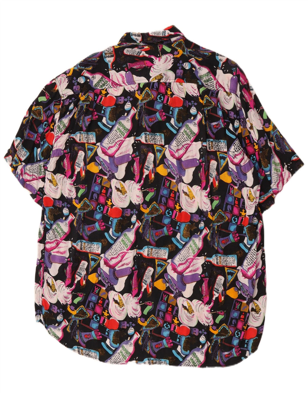 Camicia a maniche corte vintage da uomo con motivo astratto XL in viscosa multicolore