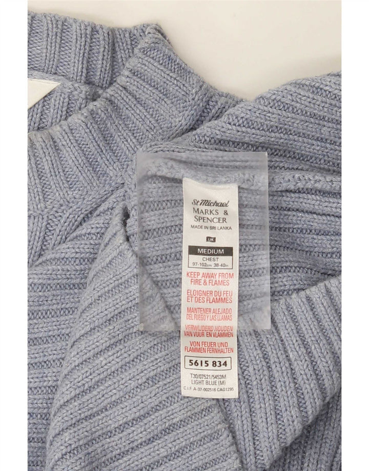 Maglione maglione girocollo da uomo Marks & Spencer in cotone blu medio