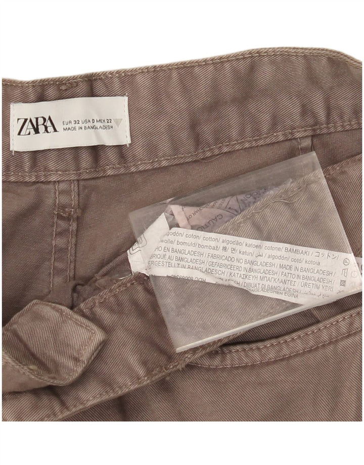 ZARA Womens Bootcut Cargo Trousers EU 32 2XS W22 L32 Grey Cotton