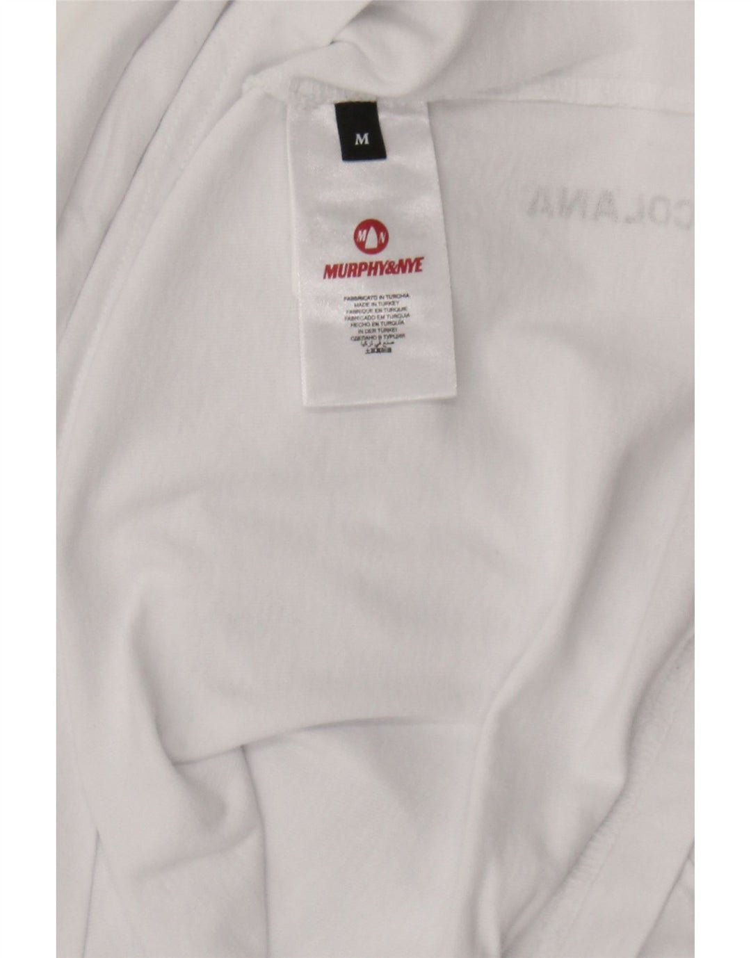 MURPHY & NYE Mens Graphic T-Shirt Top Medium White Cotton Vintage Murphy & Nye and Second-Hand Murphy & Nye from Messina Hembry 