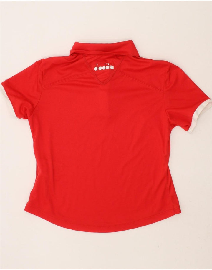 DIADORA Boys Polo Shirt 9-10 Years Large Red Polyester Vintage Diadora and Second-Hand Diadora from Messina Hembry 