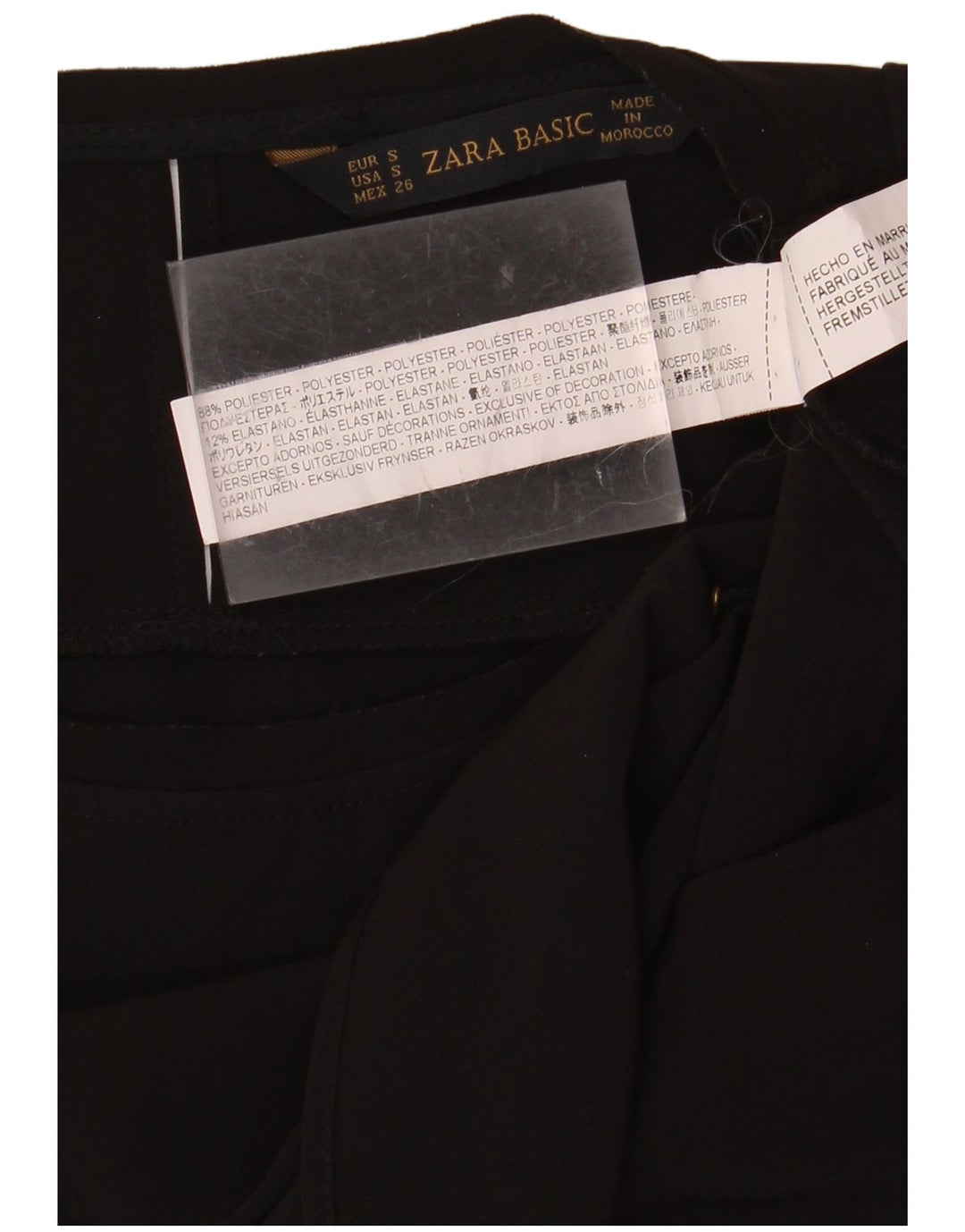 ZARA Camicetta Senza Maniche Corta da Donna UK 10 Small Nero Poliestere