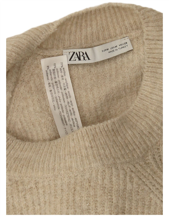 Maglione girocollo oversize da donna Zara UK 14 Acrilico beige medio