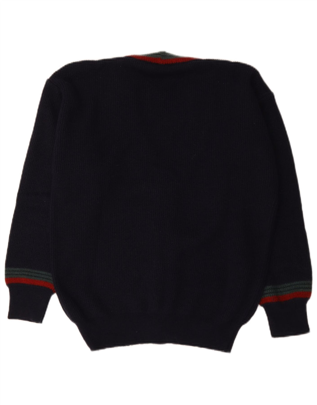 Maglione cardigan da uomo vintage IT 48 lana media a righe blu navy
