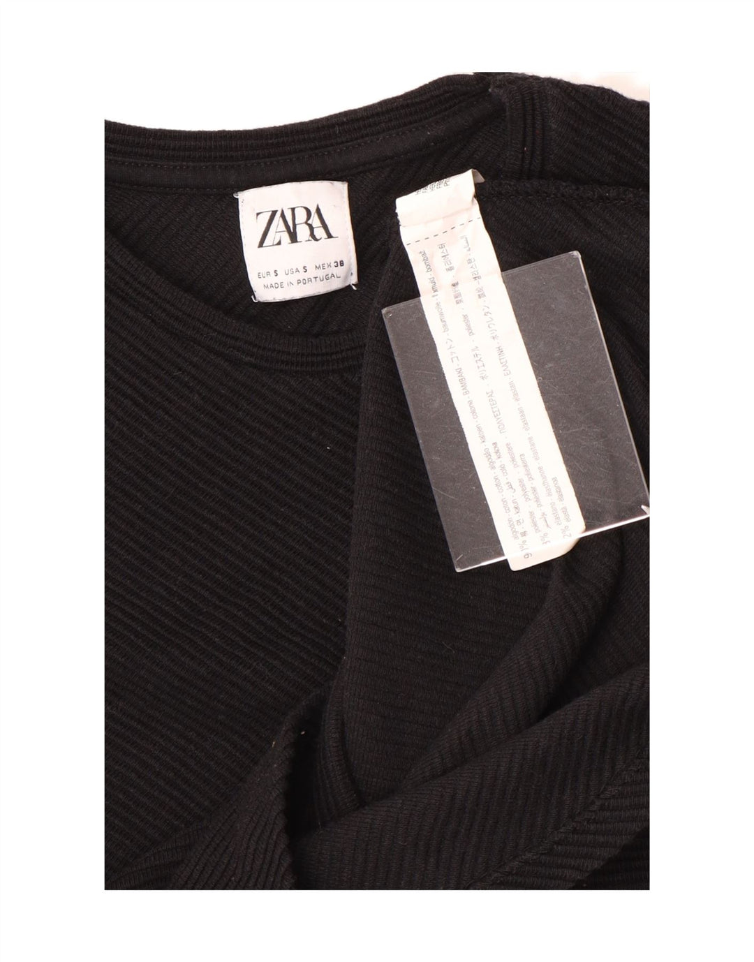 Top Zara da uomo a maniche lunghe piccolo in cotone nero