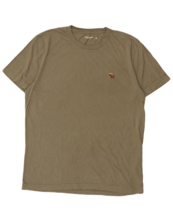 T-shirt da uomo Abercrombie & Fitch grande in cotone kaki