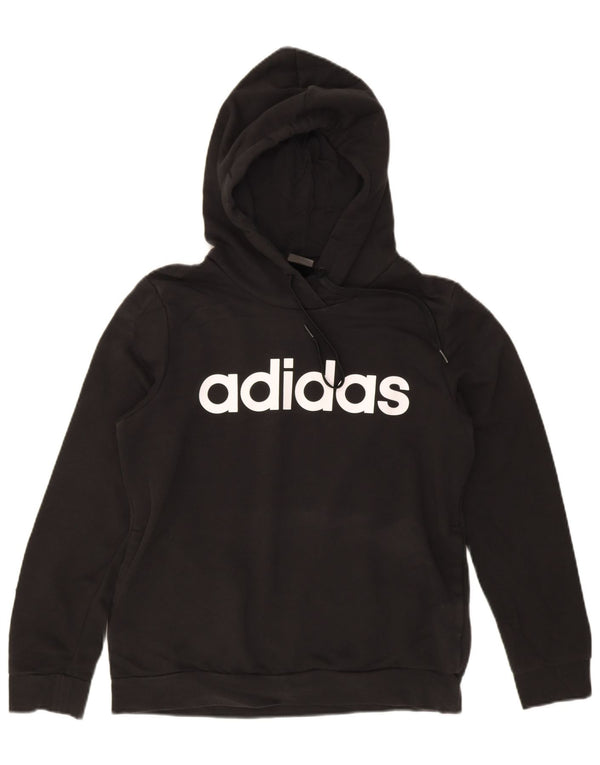 Felpa con cappuccio grafica da donna Adidas UK 16 grande cotone nero