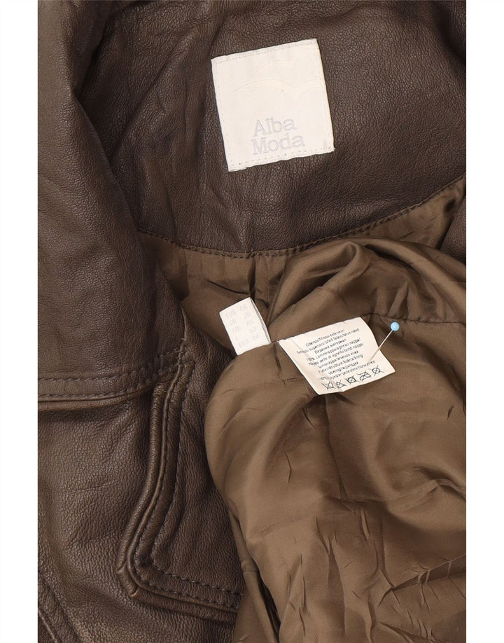 Cappotto in pelle militare da donna ALBA MODA UK 20 2XL Pelle marrone
