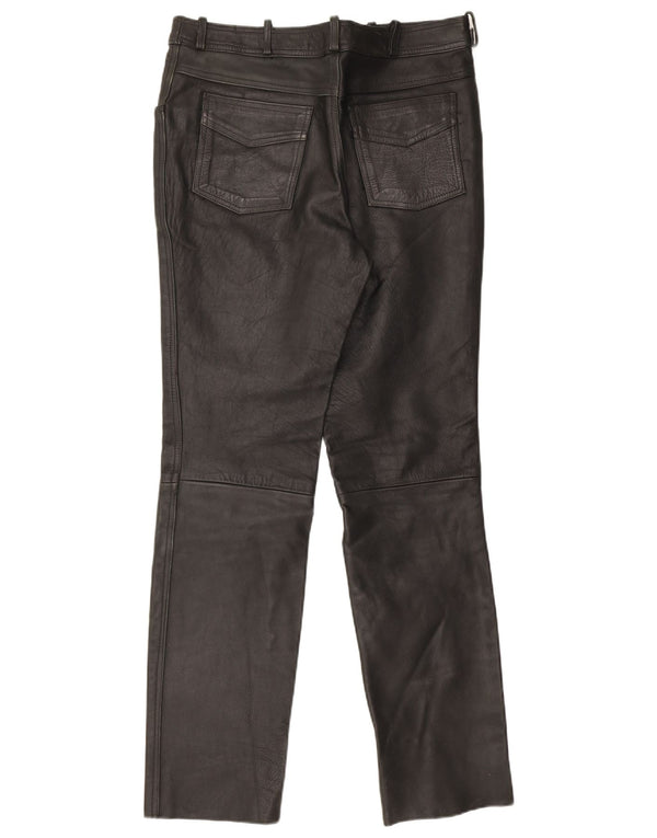Pantaloni in pelle vintage da uomo W32 L33 neri