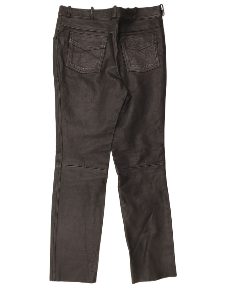 Pantaloni in pelle vintage da uomo W32 L33 neri