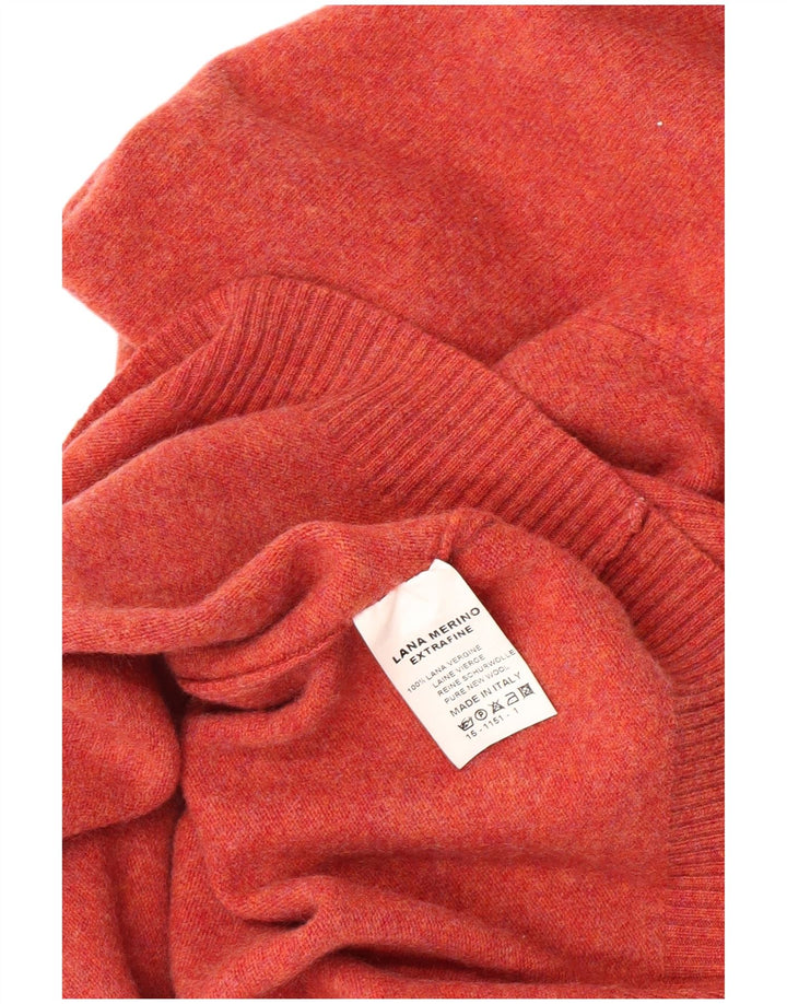 Maglione maglione vintage da donna con scollo a V UK 12 Lana merino rosa medio