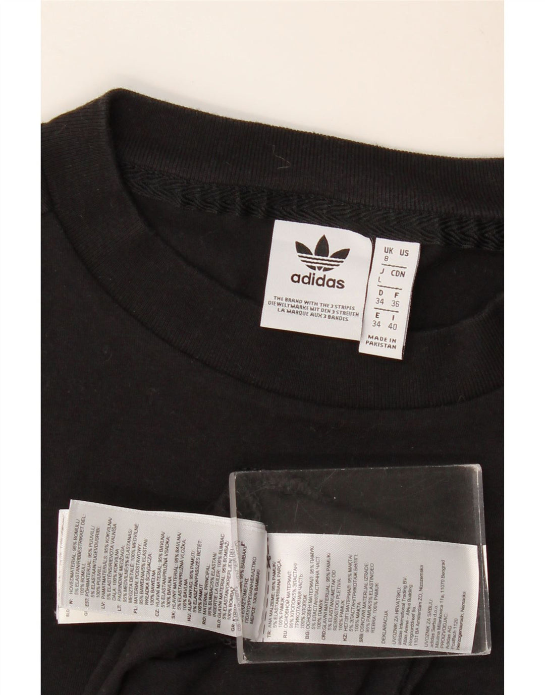 Canotta grafica da donna Adidas UK 8 piccola in cotone nero