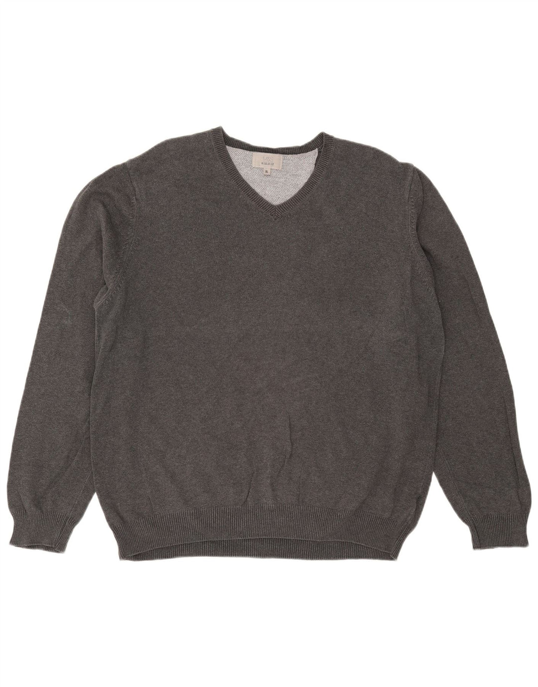 Maglione da uomo Marks & Spencer vestibilità regolare con scollo a V XL in cotone grigio