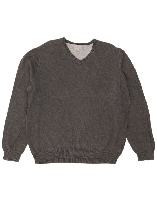 Maglione da uomo Marks & Spencer vestibilità regolare con scollo a V XL in cotone grigio