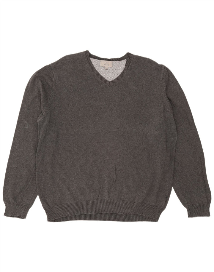 Maglione da uomo Marks & Spencer vestibilità regolare con scollo a V XL in cotone grigio