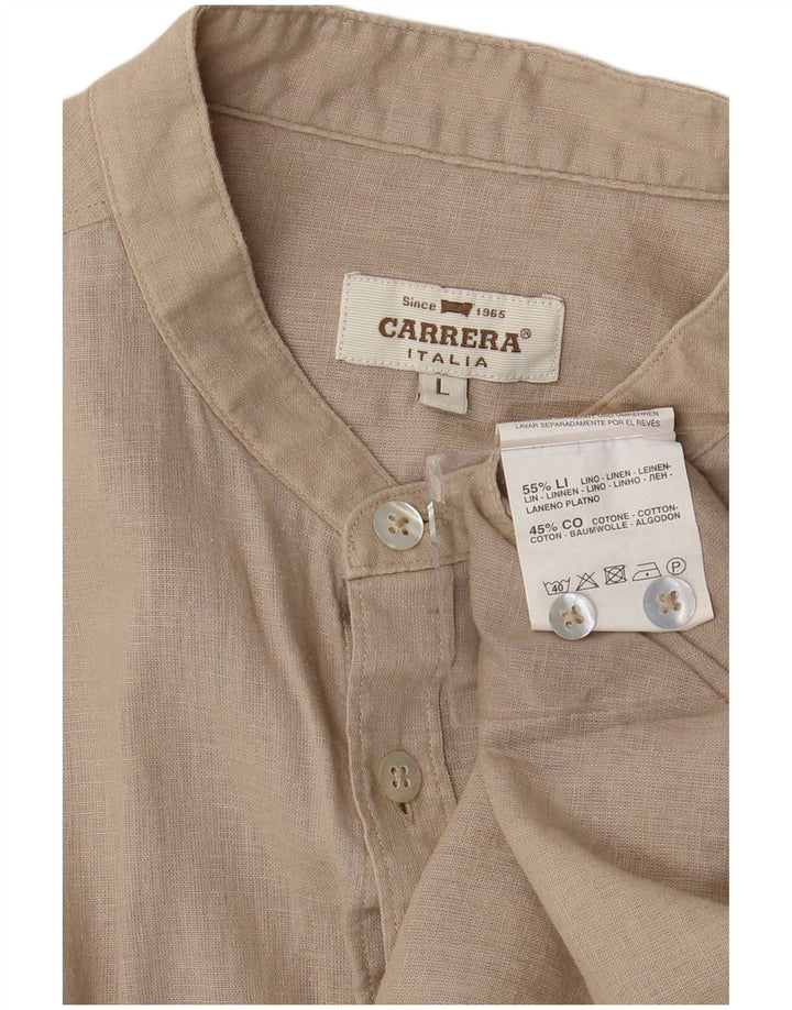 Camicia da uomo Carrera grande in lino beige