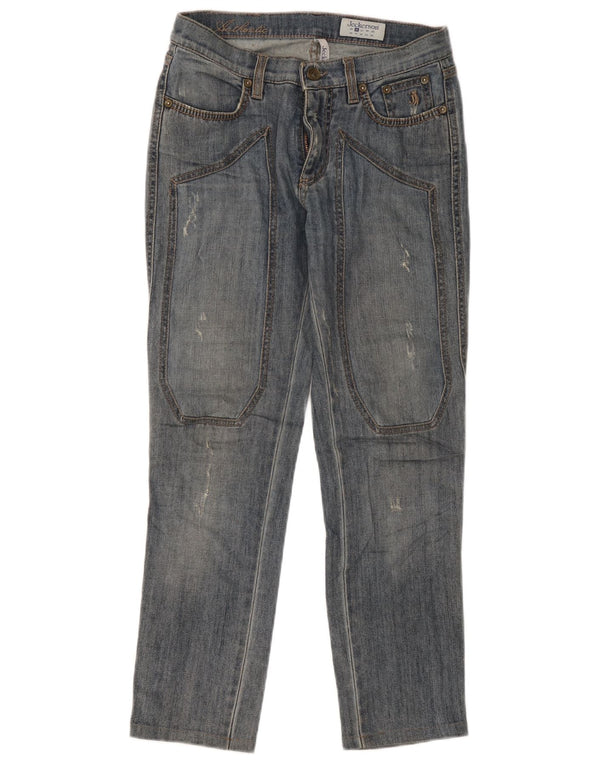 Jeans slim invecchiati da donna Jeckerson W26 L26 cotone blu