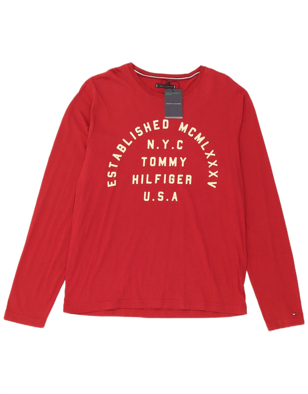 Tommy Hilfiger Uomo Graphic Top Manica Lunga XL Rosso Cotone
