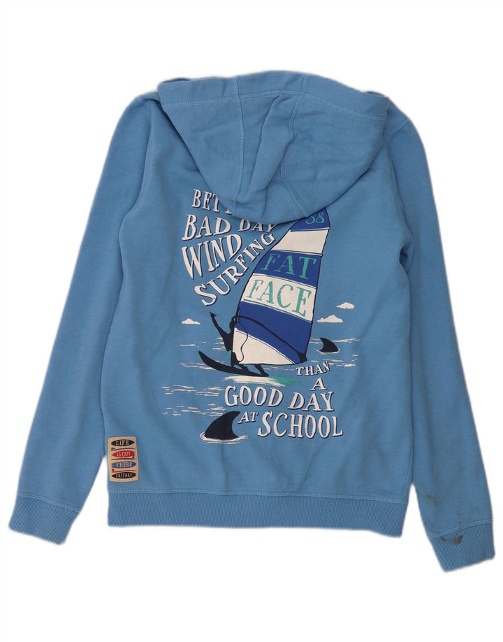 Maglione con cappuccio e zip grafica per ragazzi Fat Face 12-13 anni Blu