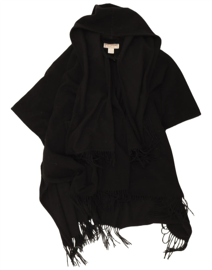 Cappotto poncho con cappuccio da donna Easy Comfort, taglia unica, in lana nera