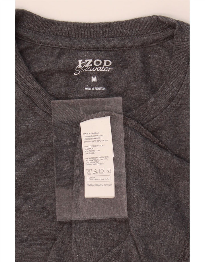 IZOD Mens Salt Water Graphic Top Long Sleeve Medium Grey Cotton Vintage Izod and Second-Hand Izod from Messina Hembry 