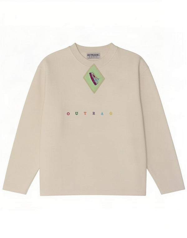 Outrage Felpa oversize con grafica da donna UK 10 Small White Cotton