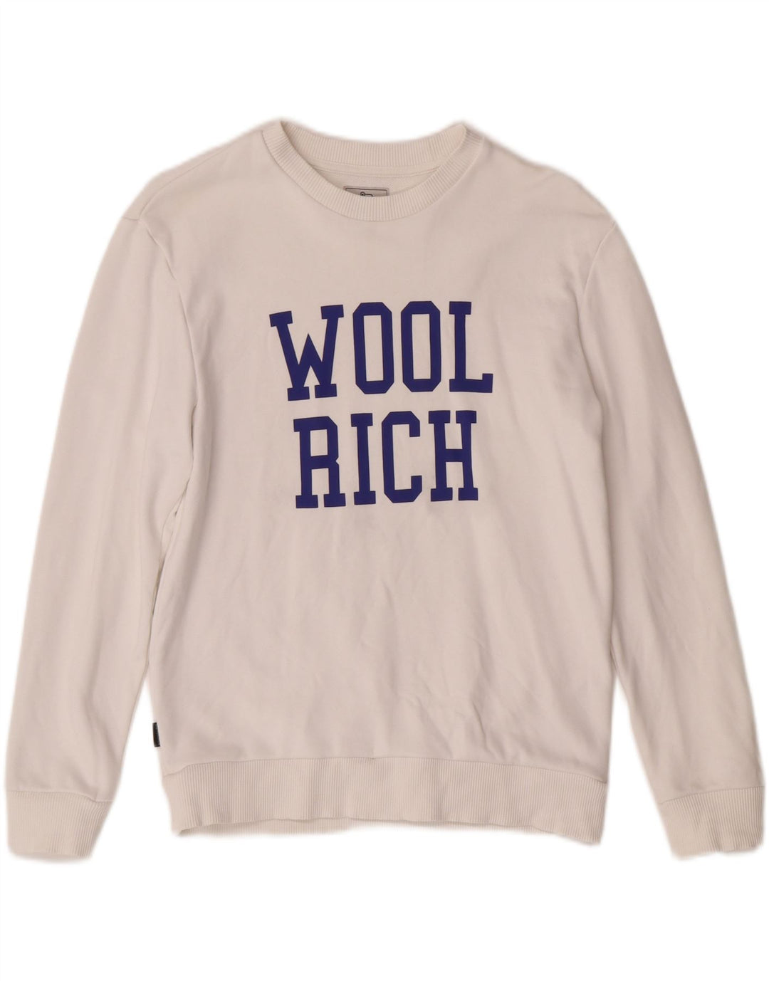 WOOLRICH Boys Graphic Sweatshirt Jumper 10-11 Years White Cotton Vintage Woolrich and Second-Hand Woolrich from Messina Hembry 