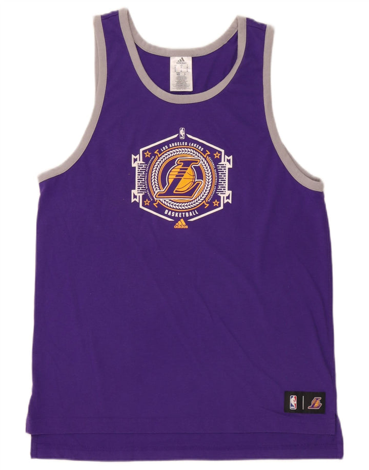 Canotta grafica Adidas da uomo dei Los Angeles Lakers, poliestere viola medio
