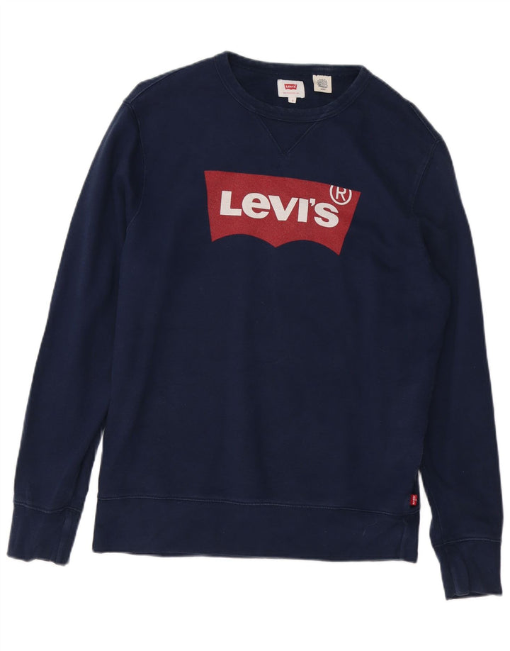 LEVI'S Felpa con grafica da uomo Maglione piccolo in cotone blu navy