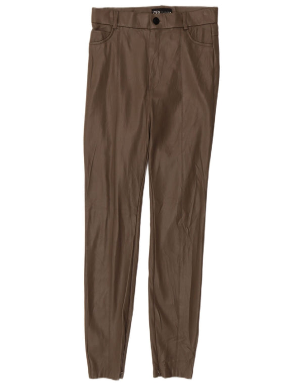 Pantaloni skinny da donna in ecopelle Zara piccoli W26 L28 marroni