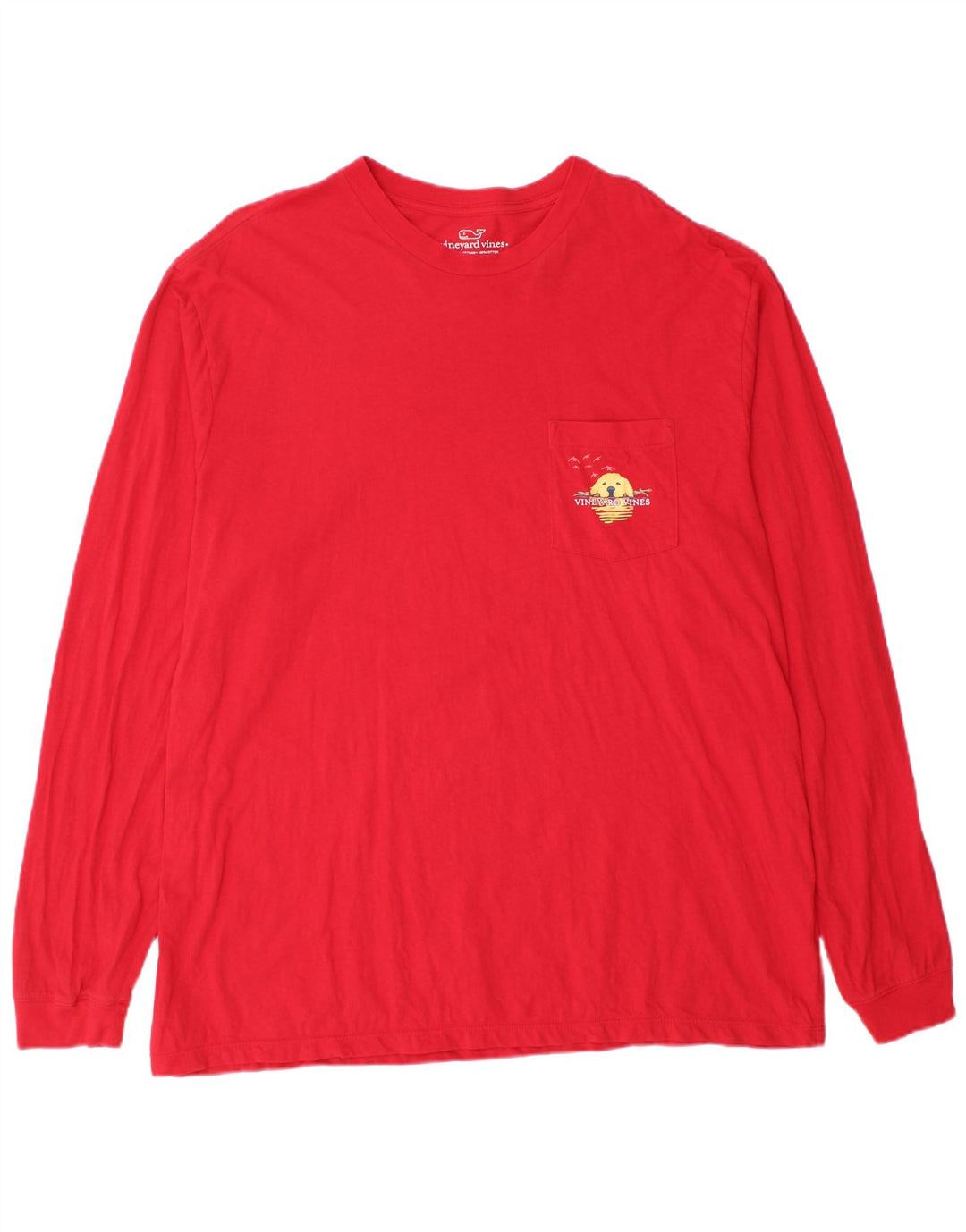 VINEYARD VINES Top grafico da uomo a maniche lunghe XL in cotone rosso