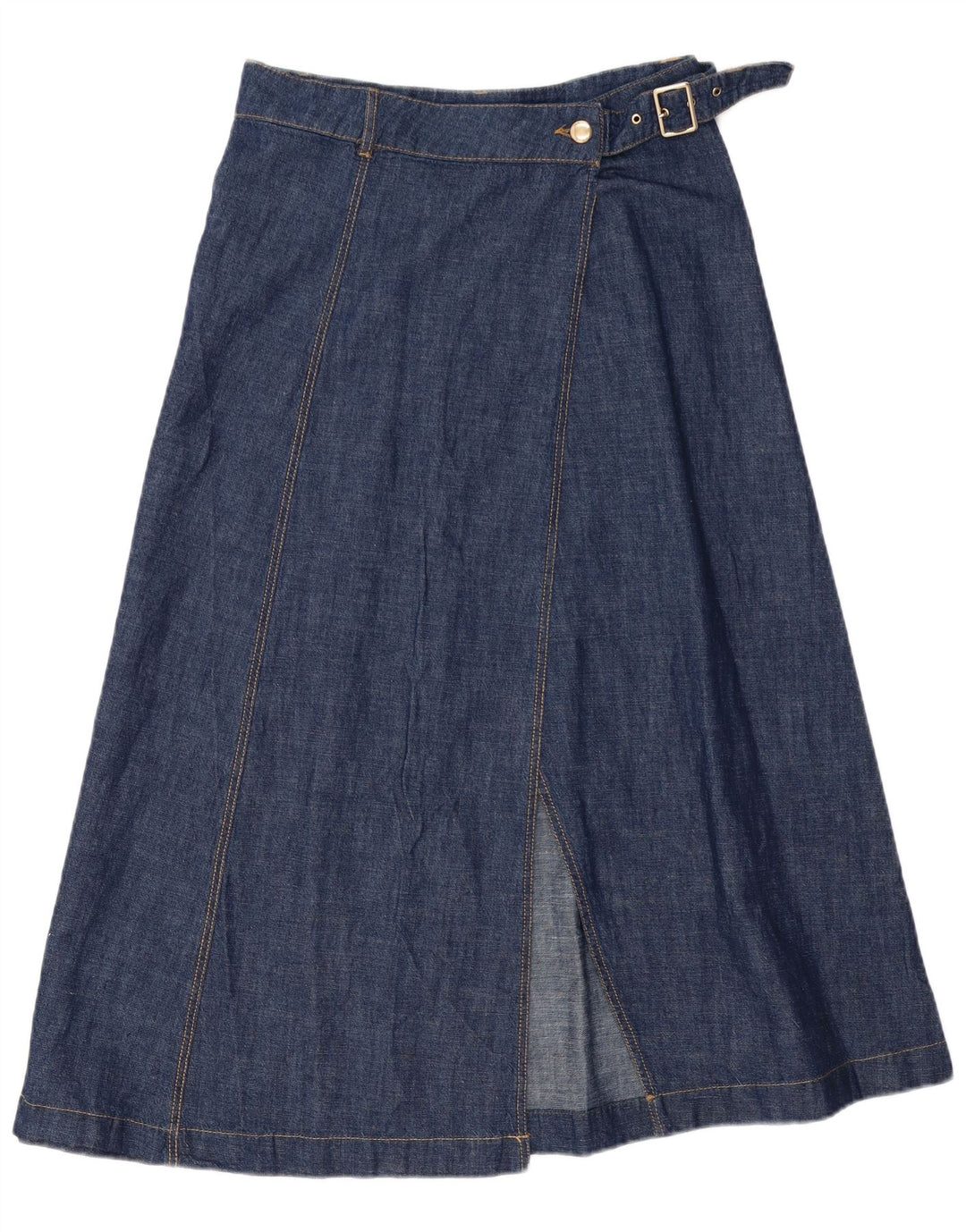 Gonna midi in denim da donna Zara media W28 in cotone blu
