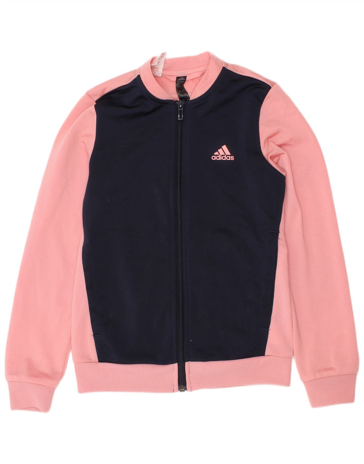 Giacca Top della tuta da ragazza Adidas 9-10 anni in poliestere color block rosa