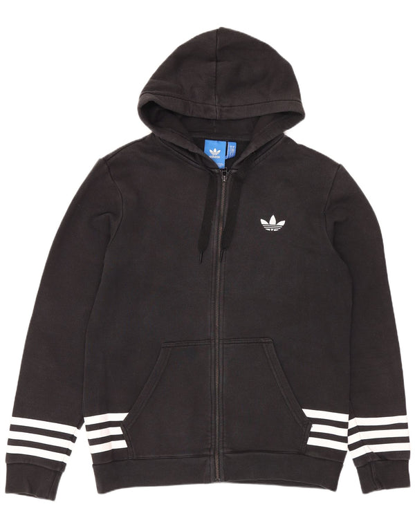 Felpa con cappuccio e zip grafica da uomo Adidas, media, in cotone nero, sportivo