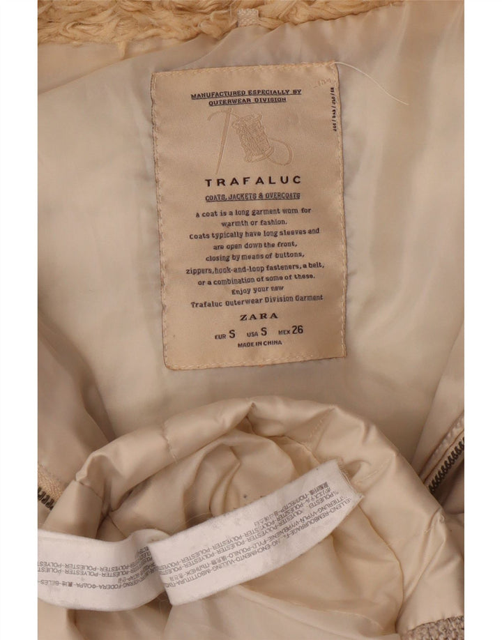 Gilet imbottito con cappuccio da donna Zara UK 10 piccolo poliestere beige