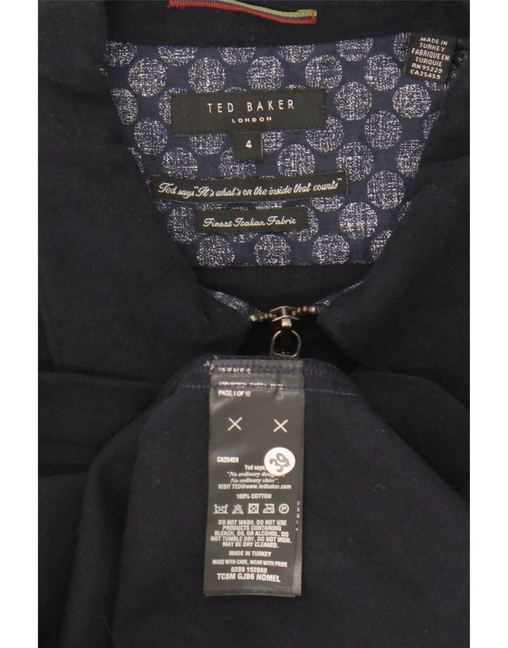 Giubbotto bomber da uomo Ted Baker taglia 4 grande in cotone blu navy